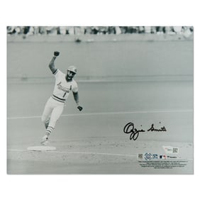 Ozzie Smith Signed St. Louis Cardinals Celebration Photo