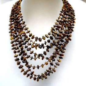 Boho style design with this stunning Multi Strand Tiger Eye Layered Necklace - 20"