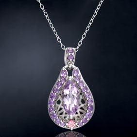 Glorious Amethyst & Tourmaline Sterling Silver Pendant with Pink & Purple hues to elevate your