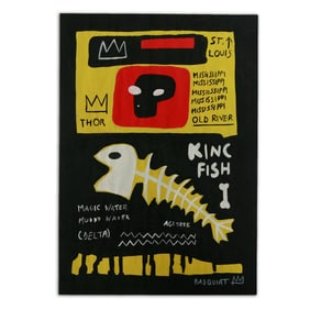 Jean-Michel Basquiat Painting "King Fish"