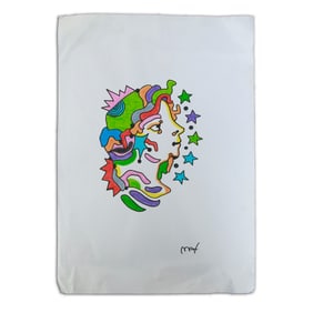 Peter Max Mixed Media Drawing "Woman's Profile Looking Right"
