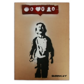 Banksy Cardboard Art - "Social Whine"