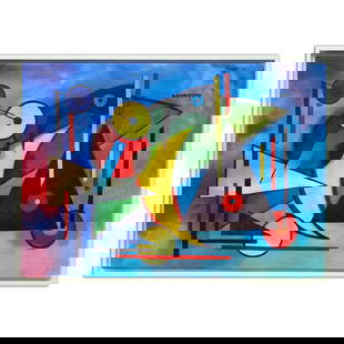 Abstract Composition in the Style of Wassily Kandinsky: Title: for Abstract Composition in the Style of Wassily Kandinsky Description: We are delighted to present an evocative painting executed in the style of Wassily Kandinsky, a tribute to a master whose