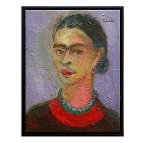 "Frida Kahlo in Lavenders," in the Style of Frida Kahlo