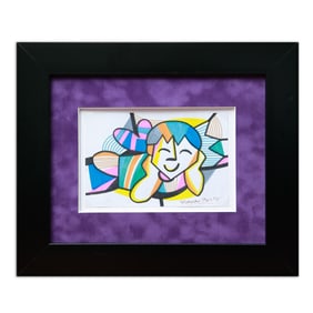 Romero Britto Mixed Media Drawing "Happy Child"
