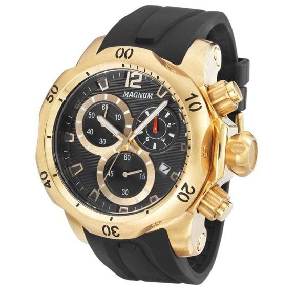 53 mm Men's Magnum Nugget Quartz Watch: The Magnum Nugget Men's watch sports a 39mm diameter dial window with a 20mm thick case watch. The name reflects the shape contours and size of this rare Nugget like find