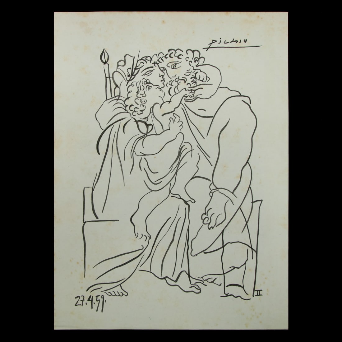 Pablo Picasso Drawing: Embrace of the Family