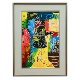 Jean-Michel Basquiat Mixed Media Work "Avian Enigma"
