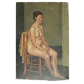 Intimate Lucian Freud Portrait: "Nude on Chair"