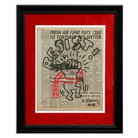 Keith Haring Newspaper Art: A Bold Call to "RESIST!"