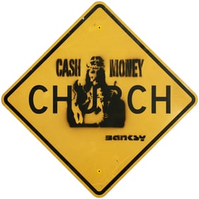 Banksy's Satirical Intervention on TXDOT Church Sign