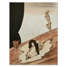 Rare René Magritte Mixed Media Drawing