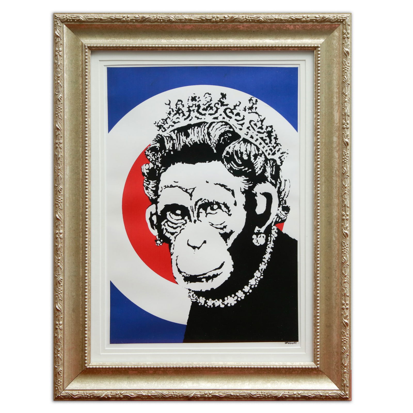 Banksy "Monkey Queen" Mixed Media on Paper (Attributed) (1 of 5)