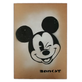 Banksy Cardboard Art - "Winking Mickey"