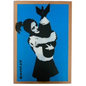 Banksy Cardboard Art - "Bomb Hugger"