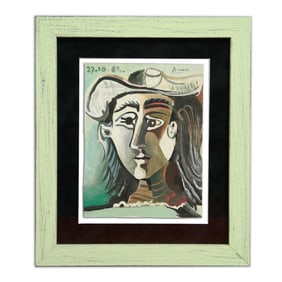 Pablo Picasso "Cabeza de una mujer con sombrero" – A Captivating Attributed Mixed Media Work