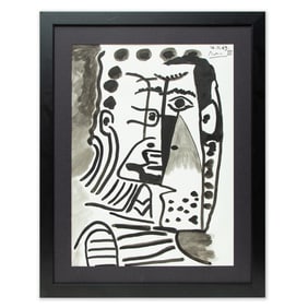 Pablo Picasso's "Woman's Portrait" in Watercolor Mixed Media
