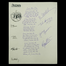 Beatles Handwritten "Love Me Do" Lyrics with Autographs