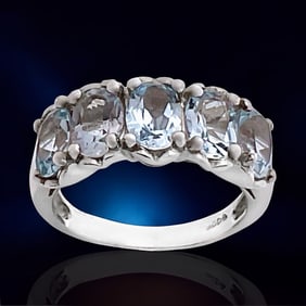 A stunning array of Multi-Gemstones Sterling Silver Ring - Size 8