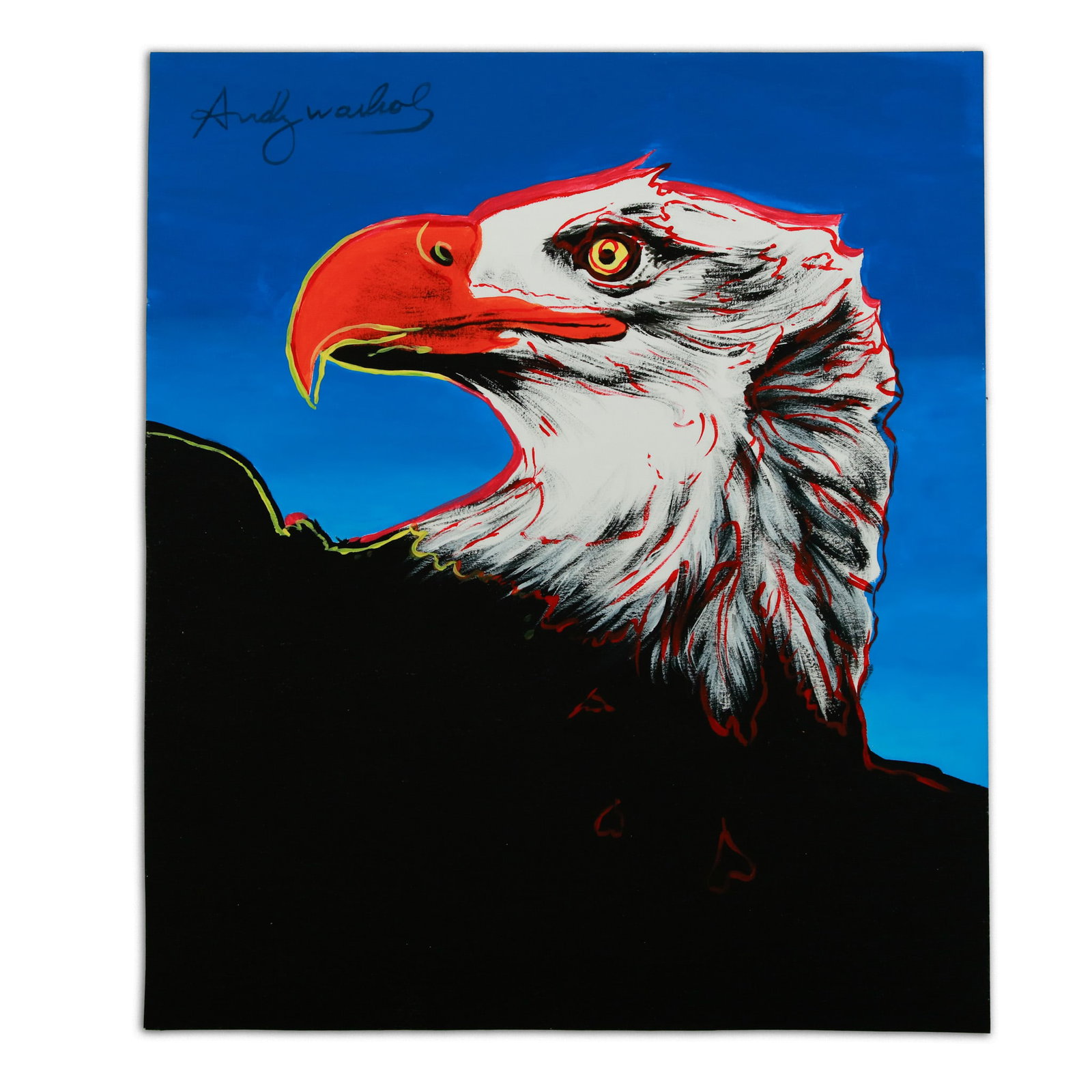 Andy Warhol Mixed Media Watercolor Painting "Vivid Eagle" (1 of 13)