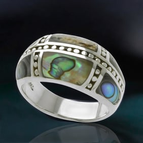 Abalone Sterling Silver Ring with stunning design - Size 7