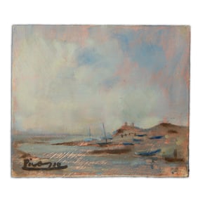 Picasso Painting on Board: "Morning Boats in the Mist"