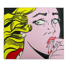 Roy Lichtenstein Watercolor Painting "Tears of Alarm"