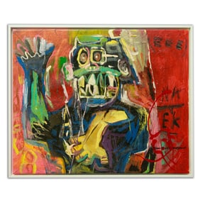 "Frightening Masked Face" in the Style of Jean-Michel Basquiat