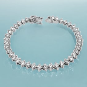 Sparkling White CZ Tennis Bracelet set in Sterling Silver - 7.25"