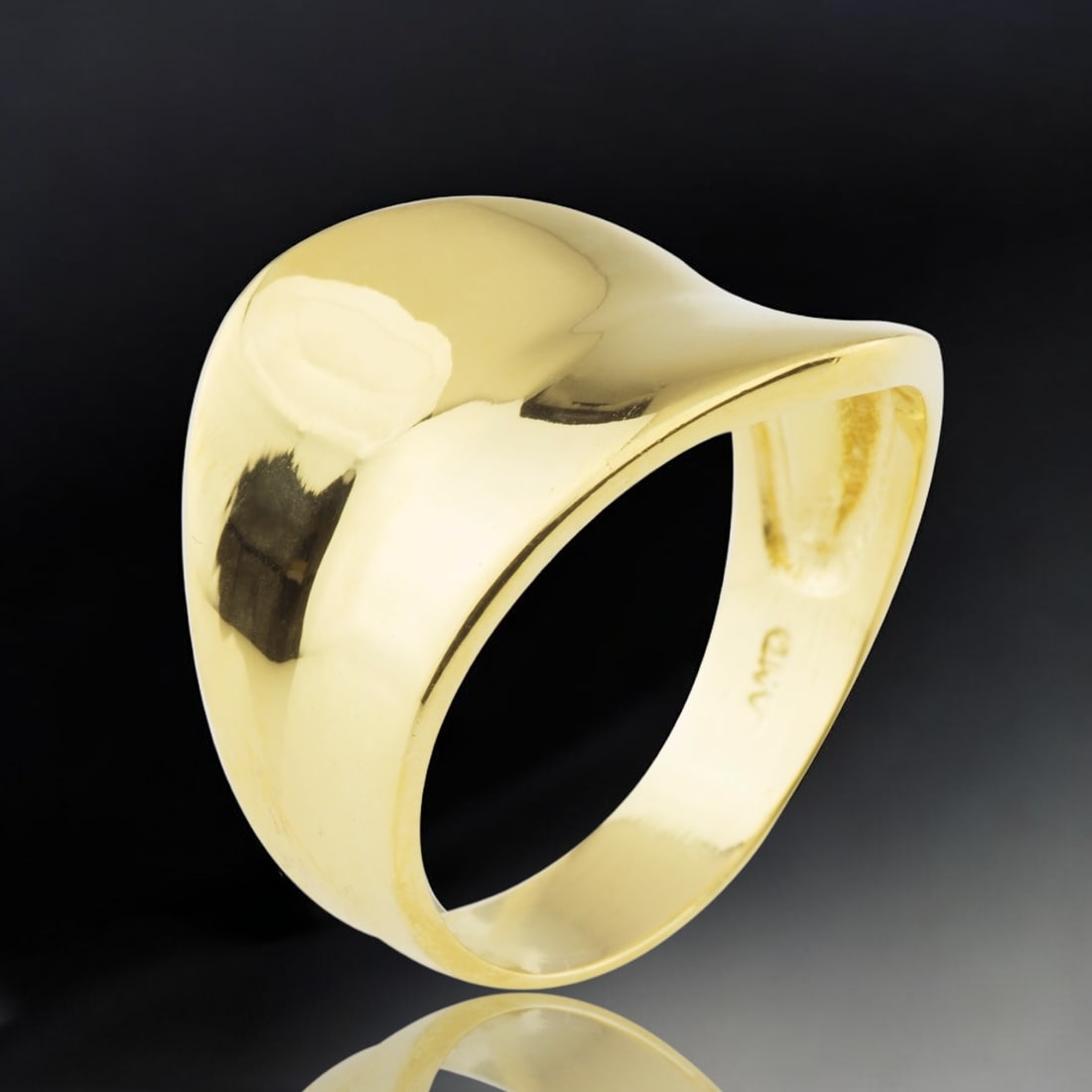 14K Gold over Sterling Silver Timeless "Wave" style Ring - Size 6.5 (1 of 1)