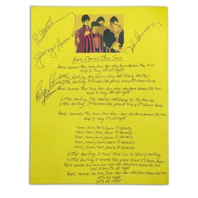Iconic Piece of Musical History: Beatles Signed Handwritten "Here Comes The Sun" Lyrics