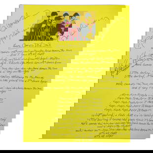 Iconic Piece of Musical History: Beatles Signed Handwritten "Here Comes The Sun" Lyrics: Title: Iconic Piece of Musical History: Forensically Authenticated, Handwritten Beatles Lyrics with Full Signatures Description: We are thrilled to present a rare and exceptional piece of music histor