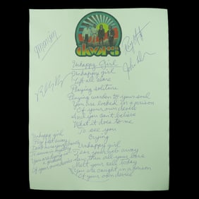Jim Morrison & The Doors signed "Unhappy Girl" Lyrics