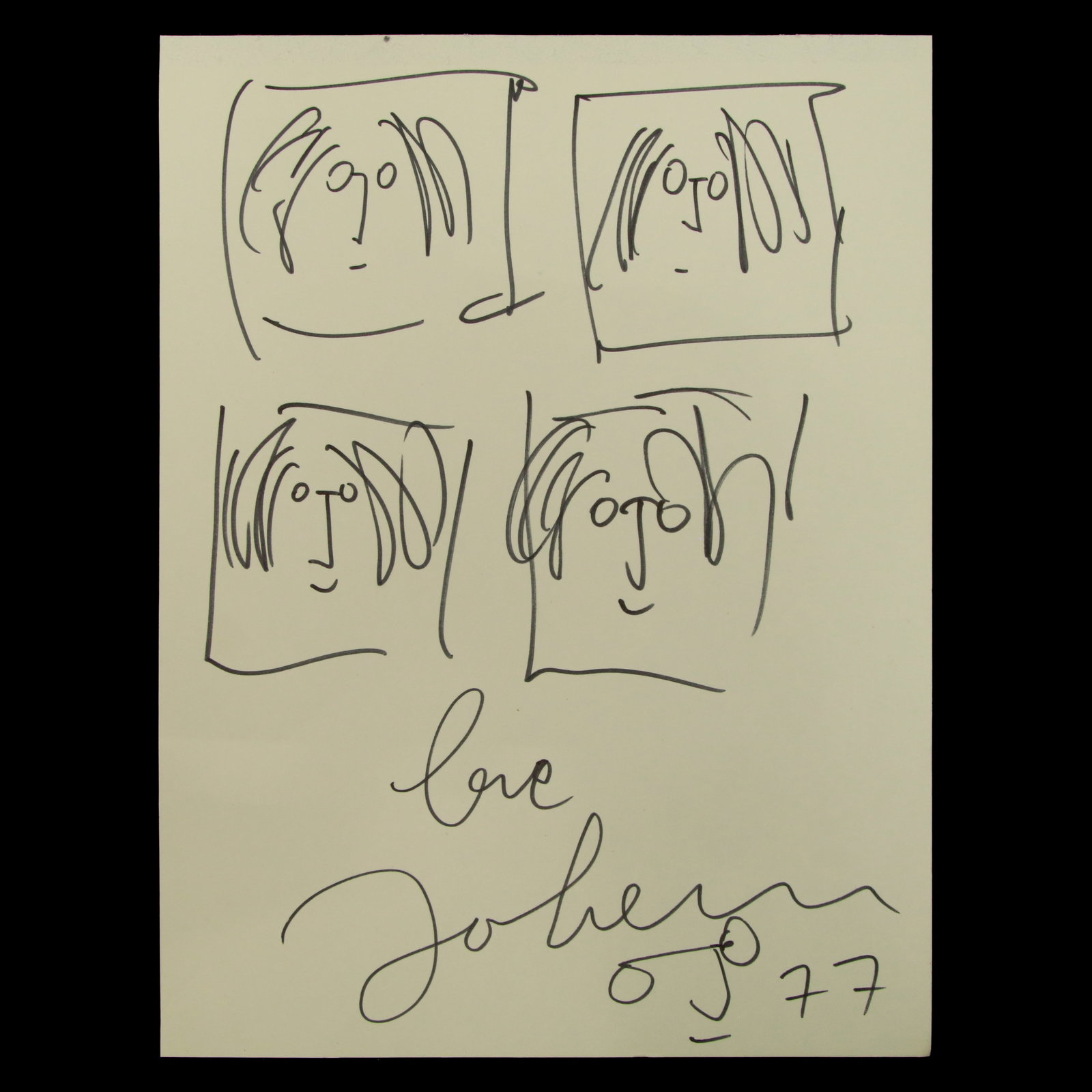 Forensically Authenticated John Lennon Signed Self-Portraits (1 of 5)