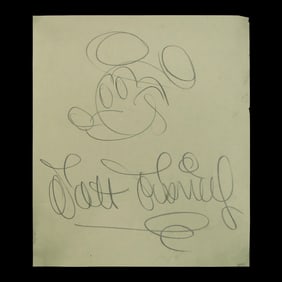 Walt Disney Drawn and Signed Mickey Mouse Face