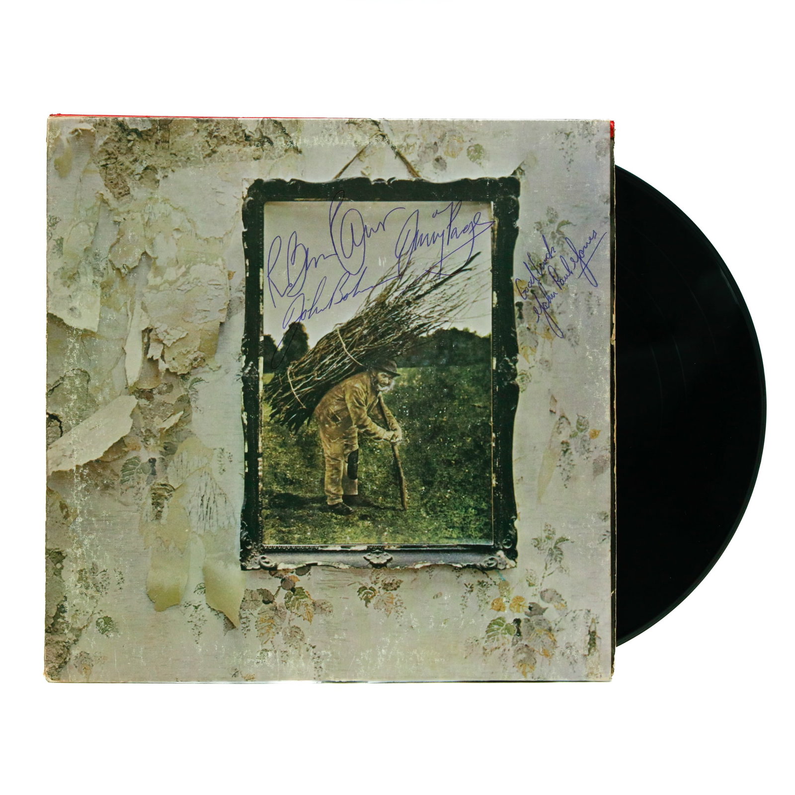 Led Zeppelin IV Album - Signed by All Band Members with Unique Inscription (1 of 7)