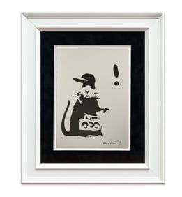 BANKSY: "Gangsta Rat" Mixed Media Drawing