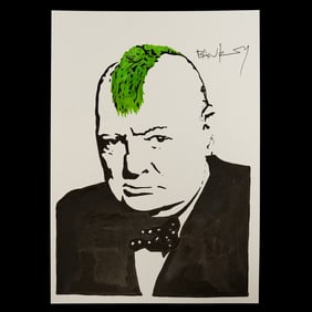 BANKSY: "Turf War" Mixed Media Drawing