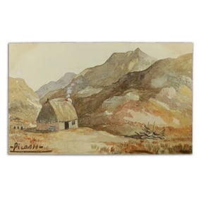 Picasso Print/Mixed Media: "Rustic Hut in the Lowlands"