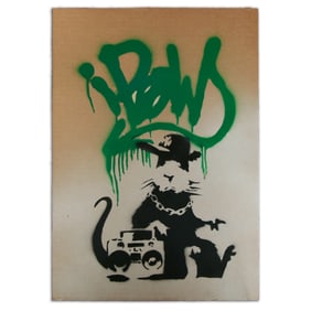 Banksy Cardboard Art - "Gansta Rat: iPOW Edition"