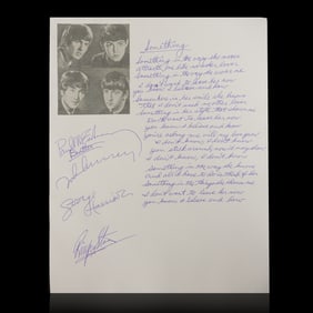 Historic Beatles Collectible: Beatles signed "Something" Handwritten Lyrics