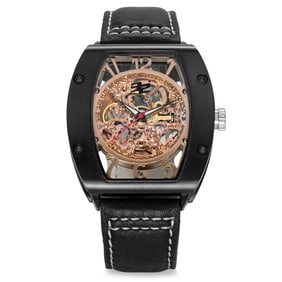 32 Degrees Open Dial Automatic Watch – Vault-Kept Elegance in a all Black Tonneau Case