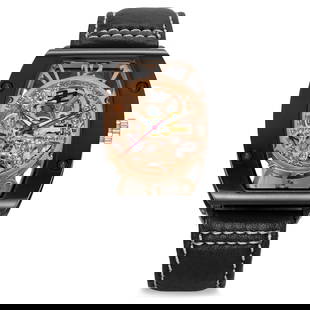 32 Degrees Open Dial Automatic Watch – Vault-Kept Elegance in a all Black Tonneau Case: We are honored to present this rare and visually striking 32 Degrees Automatic Watch, a timepiece that fuses modern openwork design with timeless craftsmanship. Preserved in pristine new old stock