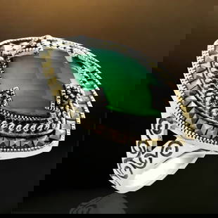 Faceted Green Agate Sterling Silver Ring with Marcasite Accents to provide a sophisticated style -: Product Details Item: Ring Metal: Sterling Silver Gemstone: Green Agate & Marcasite Approximate Measurements: Width: 30 mm Ring Size: 9 Chain Length: Not Applicable Chain Metal: Not