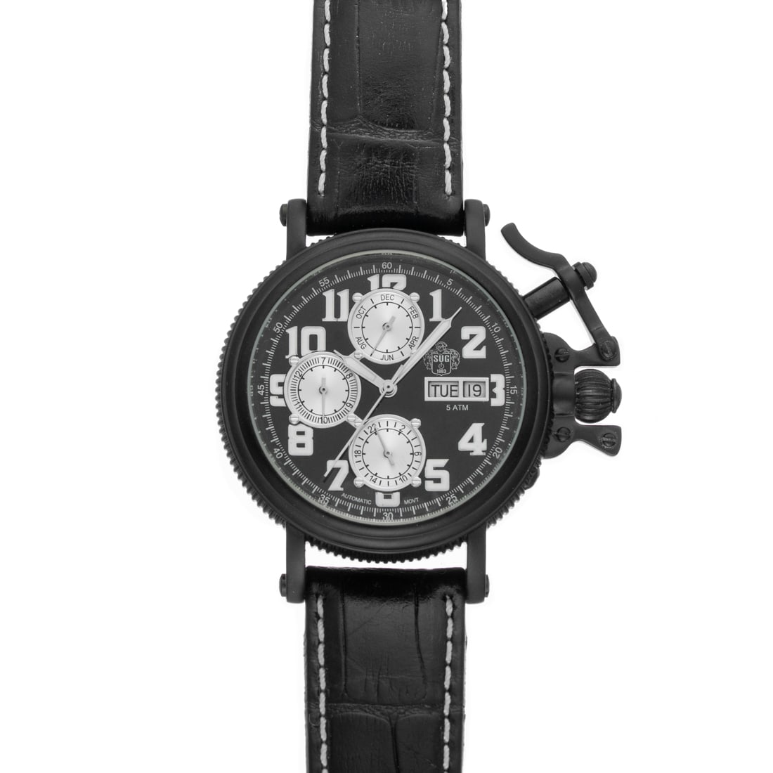 SUG Industrial Series 5ATM Automatic Watch: Command attention with a watch that refuses to blend in. The SUG Industrial Series combines unapologetic design with mechanical mastery—featuring a jet-black dial, oversized luminous numerals, a