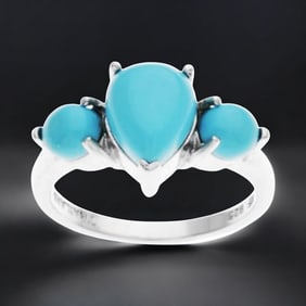 Southwest style with Sonora Beauty Turquoise Sterling Silver Ring - Size 7
