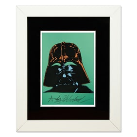 Andy Warhol-Inspired Mixed Media on Paper - "Darth Vader Helmet"