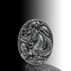High Relief Carved Hematite Dragon Loose Stone