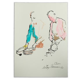 LeRoy Neiman Mixed Media Watercolor – Parisian Elegance in Service, 1962