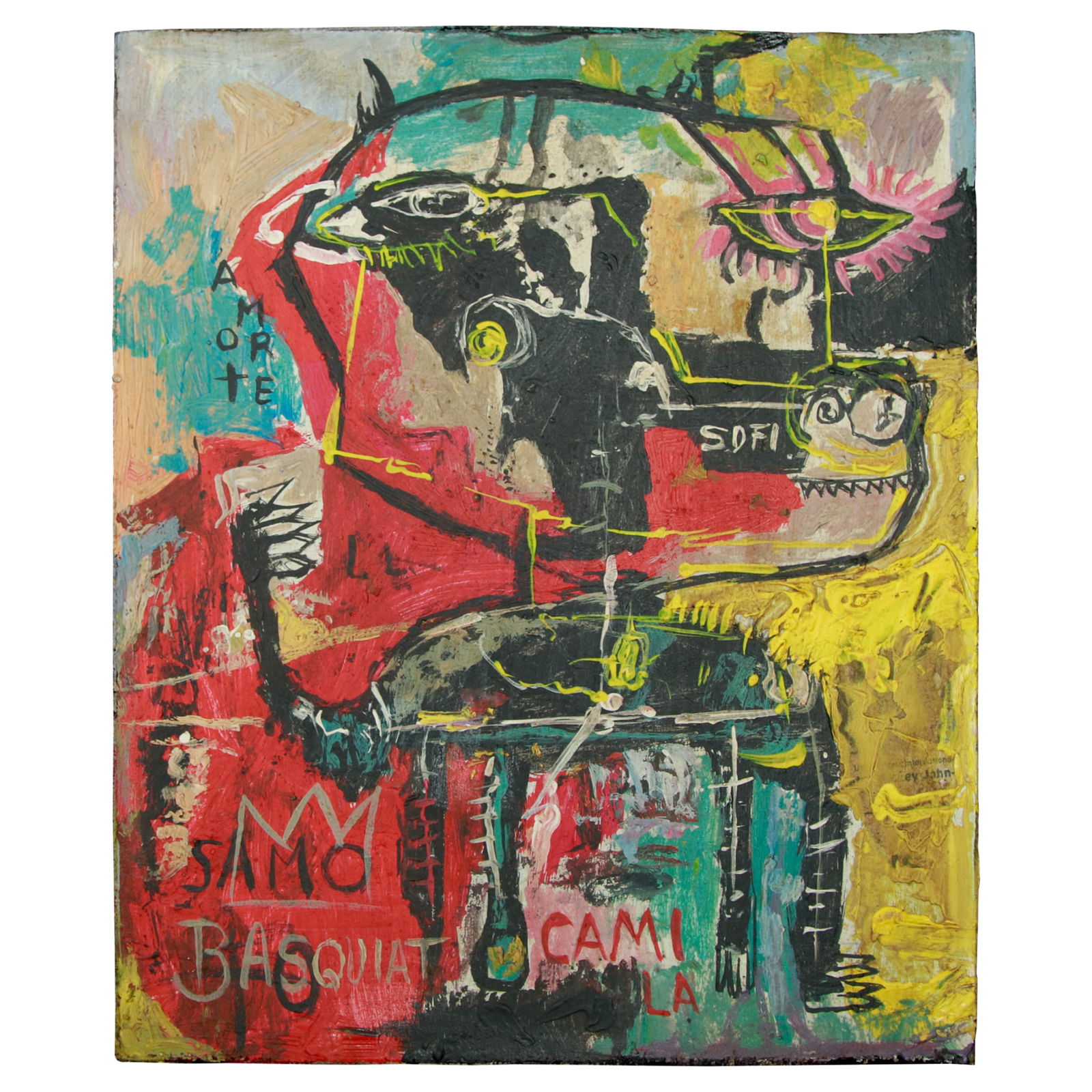 Jean-Michel Basquiat Painting on Board (1982) (1 of 12)